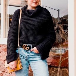 Love By Design Cowl Neck Thermal Stitch Sweater